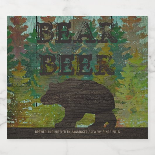 Bear Bière Personnalisable Étiquette bouteille (Étiquettes simples)