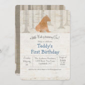 Bear Birch 1er Anniversaire Invitation (Devant / Derrière)