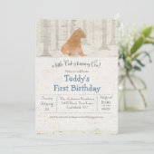 Bear Birch 1er Anniversaire Invitation (Debout devant)