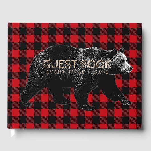 Bear Birthday Party Event Lumberjack Livre d'invit (Recto)