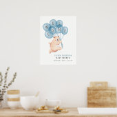Bear Blue Balloons Boy Baby shower Affiche de bien (Cuisine)