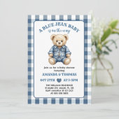 Bear Blue Jean Baby shower Invitation (Debout devant)