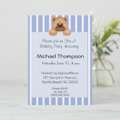 Bear Blue Stripe Invitations Anniversaire (Debout devant)