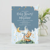  Bear Boy Stars Baby Shower  Invitation (Debout devant)