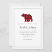 Bear Buffalo Check Baby shower Invitation (Devant)