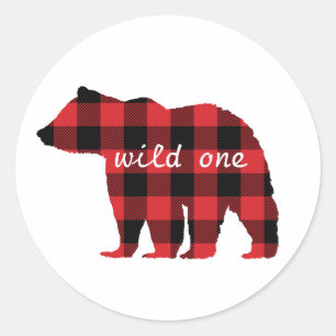 Bear Buffalo Check Motif Stickers Cabine