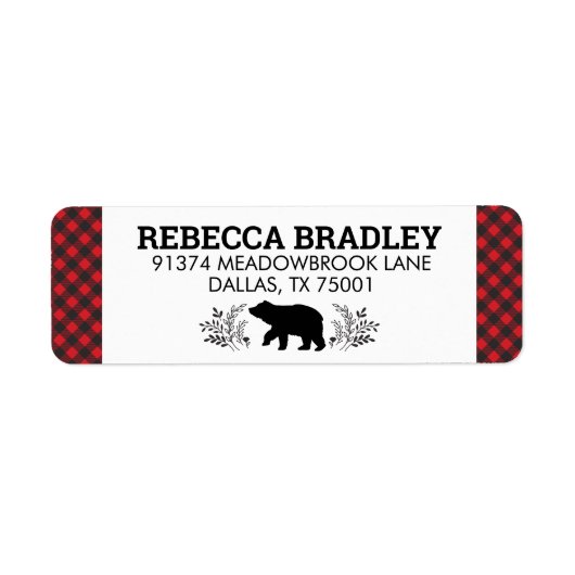 Bear Buffalo Plaid Lumberjack Étiquette de adresse (Devant)