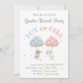 Bear & Bunny Genre Revela Party Invitation (Devant)