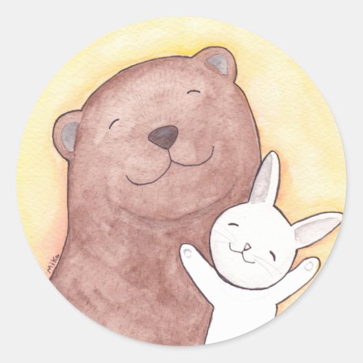 Bear & Bunny Sticker mignon ours Bear Bunny Weddin (Devant)