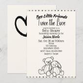 Bear & Bunny Stuffies Twin Baby Shower Kaart (Voorkant / Achterkant)