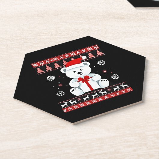 Bear Christmas Christmas (5) Kartonnen Onderzetters (Schuin)