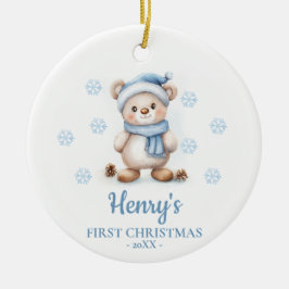 Bear Cub Personalized Baby's First Christmas Keramisch Ornament