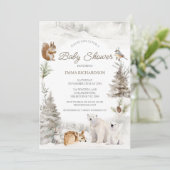 Bear Cub Woodland Baby shower d'hiver Invitation (Debout devant)