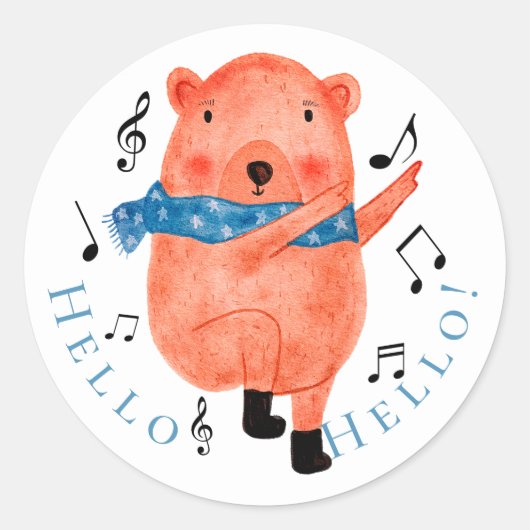 Bear de danse mignonne Bonjour Sticker (Devant)