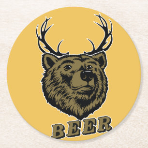 Bear + Deer = Beer? Ronde Kartonnen Onderzetter