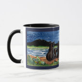 Bear Family and Moon Night Designer Blue Mug (Gauche)