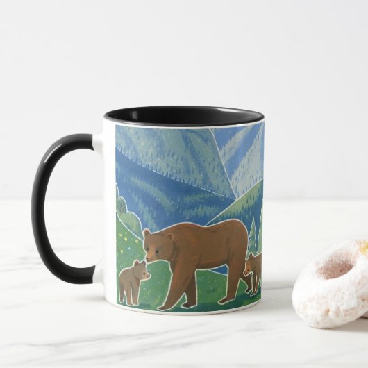 Bear Family in the Valley Mug (Avec donut)