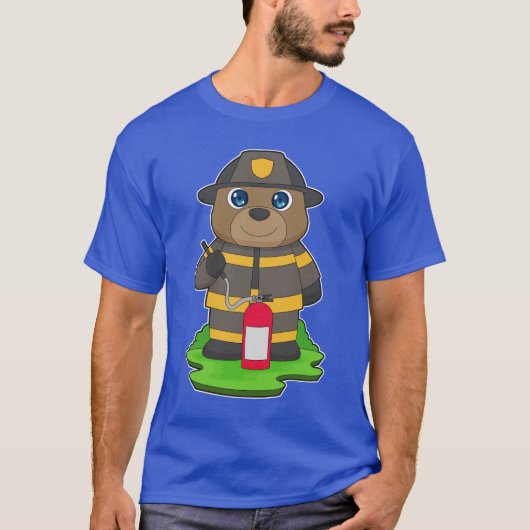 Bear Firefighter Fire extinguisher Fire department T-shirt (Voorkant)