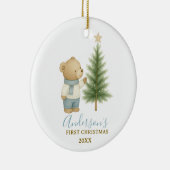 Bear First Christmas Keepsake for Baby Boy Keramisch Ornament (Rechts)
