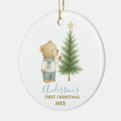 Bear First Christmas Keepsake for Baby Boy Keramisch Ornament (Links)
