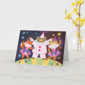Bear, Fox et Tiger Pierrot Clown Carte d'anniversa (Fleur jaune)