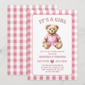 Bear Golf Girl Baby shower Invitation (Devant / Derrière)