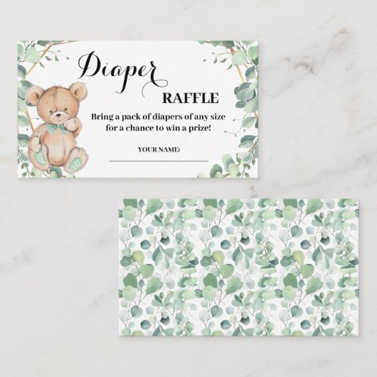 Bear Greenery Déchets Raffle Ticket Carte Douche (Devant / Derrière)