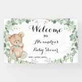 Bear Greenery Gold Welcome Baby shower Bannière (Horizontal)