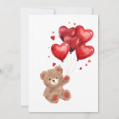 Bear Heart Balloons rouge Baby shower Invitation (Dos)