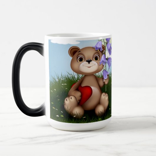 Bear Holding Bouquet Flower-30926 Magische Mok (Links)