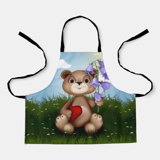 Bear Holding Bouquet Flower-30926 Schort (Voorkant)