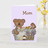 Bear in A Bubble Bath Carte de fête des mères (Fleur jaune)