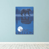 Bear in Moonlight - Bend, Oregon Canvas Afdruk (Insitu (Houten vloer))