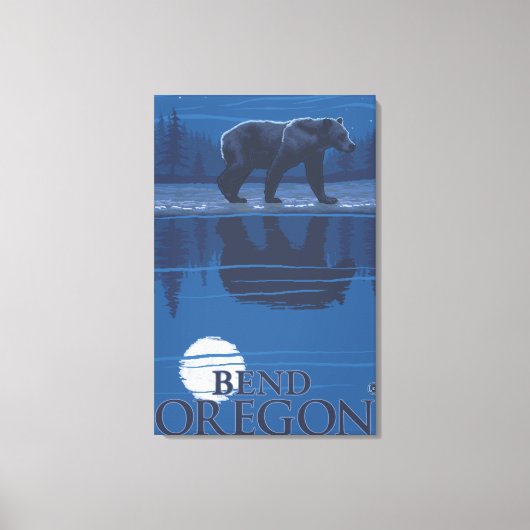 Bear in Moonlight - Bend, Oregon Canvas Afdruk (Voorkant)