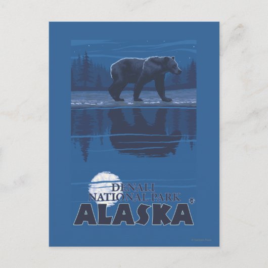 Bear in Moonlight - Denali National Park, Alaska Briefkaart (Voorkant)