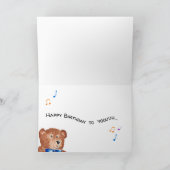 Bear Jouer Guitare Carte Aquarelle Anniversaire (Intérieur)