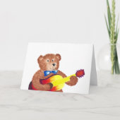 Bear Jouer Guitare Carte Aquarelle Anniversaire (Devant)