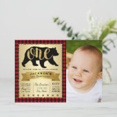 Bear Lumberjack 1er anniversaire fêtes Invitations (Debout devant)