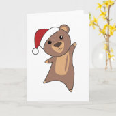 Bear Merry Christmas Winter Animals Kaart (Gele Bloem)