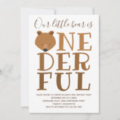 Bear Merveilleux Un 1er Anniversaire Invitation (Devant)