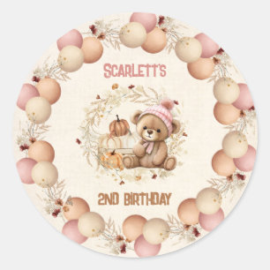 Bear mignonne automne Anniversaire Girl Stickers