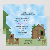 Bear mignonne et Baby shower Cabine Invitation pou (Devant / Derrière)