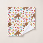 Bear mignonne et feuille Baby Girl Nom personnalis (Gant de toilette)