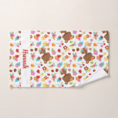 Bear mignonne et feuille Baby Girl Nom personnalis (Serviette à main)