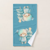 Bear mignonne et sapin de Noël Turquoise (Serviette à main)