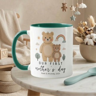 Bear Mom Baby First Mothers Day Design Mok