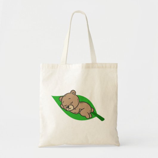 Bear on a Leaf Tote Bag (Voorkant)