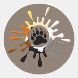 Bear Paw Splash Bear Pride Kleuren Ronde Sticker