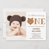 Bear Photo Animal First Birthday Invitation (Devant)