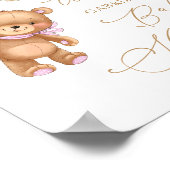 Bear Pink Ballots Baby shower Welcome Poster (Coin)